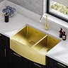 Bower Toronto C-Spout Dual Lever Kitchen Sink Mixer - Brushed Brass