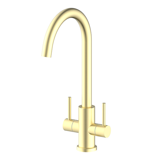 Bower Toronto C-Spout Dual Lever Kitchen Sink Mixer - Brushed Brass