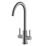 Bower Toronto C-Spout Dual Lever Kitchen Sink Mixer - Gunmetal Grey
