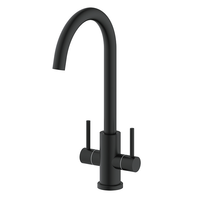 Bower Toronto C-Spout Dual Lever Kitchen Sink Mixer - Matt Black