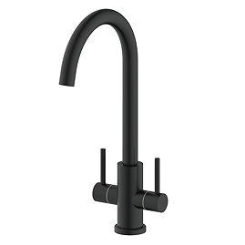 Bower Toronto C-Spout Dual Lever Kitchen Sink Mixer - Matt Black