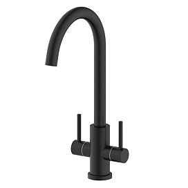 Bower Toronto C-Spout Dual Lever Kitchen Sink Mixer - Matt Black