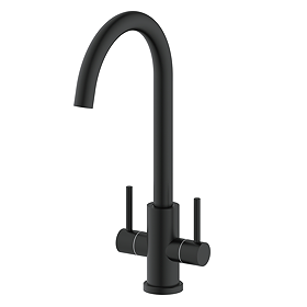 Bower Toronto C-Spout Dual Lever Kitchen Sink Mixer - Matt Black