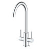 Bower Toronto C-Spout Dual Lever Kitchen Sink Mixer - Polished Stainless Steel