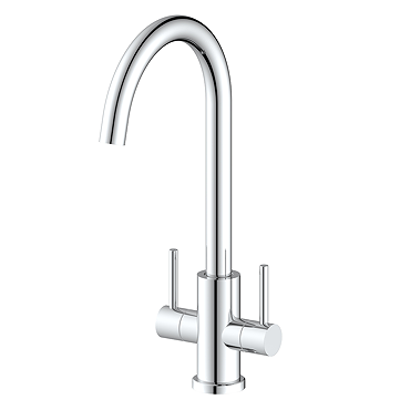 Bower Toronto C-Spout Dual Lever Kitchen Sink Mixer - Polished Stainless Steel