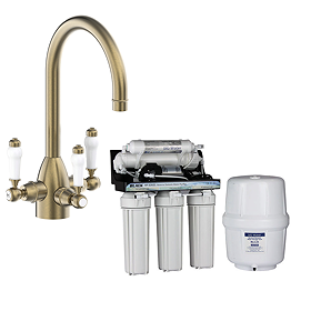 Bower Traditional Antique Brass 3-in-1 Water Purifier Tap (incl. System with Plastic Tank)