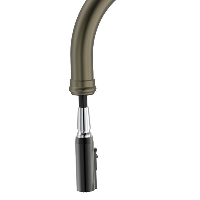 Bower Traditional Antique Brass Dual-Lever Kitchen Tap with Pull-Out Rinse