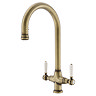 Bower Traditional Antique Brass Dual-Lever Kitchen Tap with Pull-Out Rinse