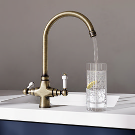Bower Traditional Antique Brass Kitchen Tap with Undersink Water Purifier - Filtered Cold Water
