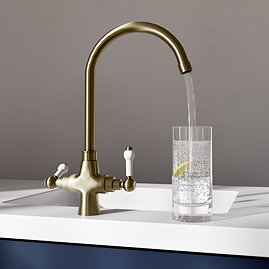 Bower Traditional Antique Brass Kitchen Tap with Undersink Water Purifier - Filtered Cold Water