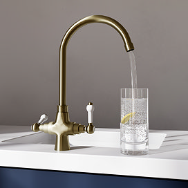 Bower Traditional Antique Brass Kitchen Tap with Undersink Water Purifier - Filtered Cold Water