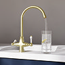 Bower Traditional Brushed Brass Kitchen Tap with Undersink Water Purifier - Filtered Cold Water