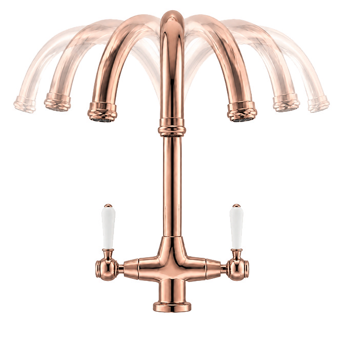 Bower Traditional Brushed Copper Dual-Lever Kitchen Tap with Pull-Out Rinse-360