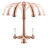 Bower Traditional Brushed Copper Dual-Lever Kitchen Tap with Pull-Out Rinse-360