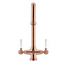 Bower Traditional Brushed Copper Dual-Lever Kitchen Tap with Pull-Out Rinse