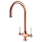 Bower Traditional Brushed Copper Dual-Lever Kitchen Tap with Pull-Out Rinse