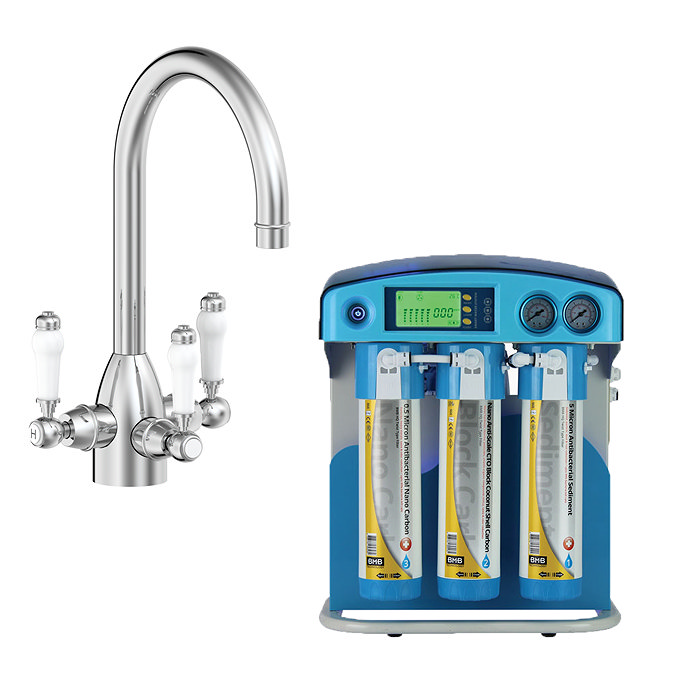 Bower Traditional Chrome 3-in-1 Water Purifier Tap with BMB NOVA PRO Water Filtration System