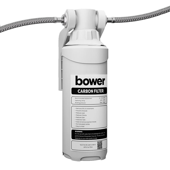 Bower Traditional Matt Black Kitchen Tap with Undersink Water Purifier - Filtered Cold Water