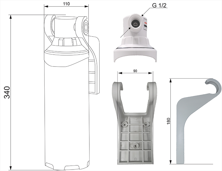 Bower Traditional Matt Black Kitchen Tap with Undersink Water Purifier - Filtered Cold Water