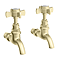 Bower Traditional Wall Mounted Bib Taps - Brushed Brass