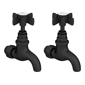 Bower Traditional Wall Mounted Bib Taps - Matt Black