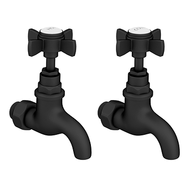 Bower Traditional Wall Mounted Bib Taps - Matt Black