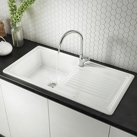 Bower White Ceramic 1.0 Bowl Kitchen Sink