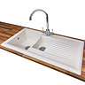 Bower White Ceramic 1.5 Bowl Kitchen Sink