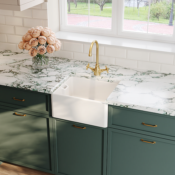 Bower White Ceramic Belfast Kitchen Sink 460 x 380 x 205mm