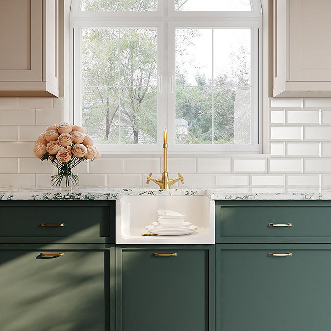 Bower White Ceramic Belfast Kitchen Sink 460 x 380 x 205mm