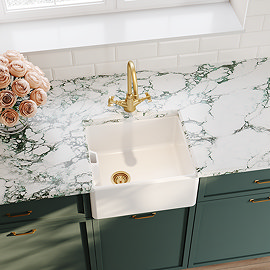 Bower White Ceramic Belfast Kitchen Sink 460 x 380 x 205mm