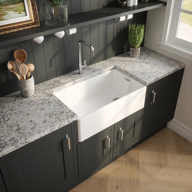 Bower White Ceramic Belfast Kitchen Sink 795 x 460 x 245mm