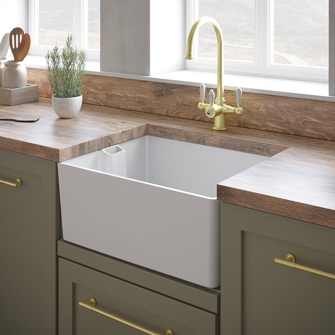 Bower White Ceramic Belfast Kitchen Sink + Waste