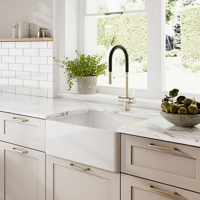 Bower White Ceramic Belfast Sink with Central Waste 595 x 450 x 220mm