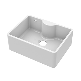 Bower White Ceramic Belfast Sink with Central Waste, Overflow & Tap Ledge 595 x 450 x 220mm