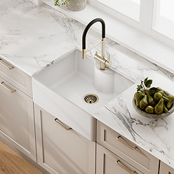 Bower White Ceramic Belfast Sink with Central Waste & Tap Ledge 595 x 450 x 220mm