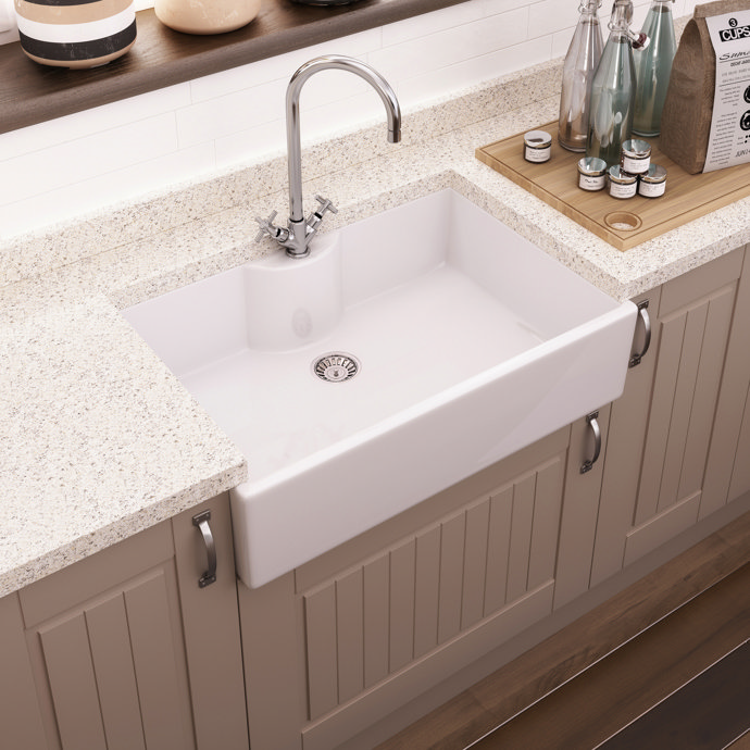 Bower White Ceramic Belfast Sink with Central Waste & Tap Ledge 795 x 500 x 220mm