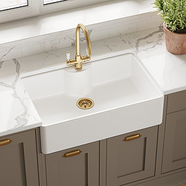 Bower White Ceramic Belfast Sink with Tap Ledge 795 x 500 x 220mm