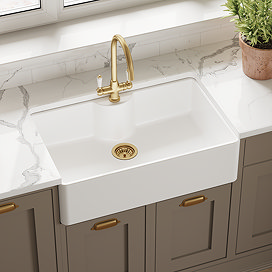Bower White Ceramic Belfast Sink with Tap Ledge 795 x 500 x 220mm