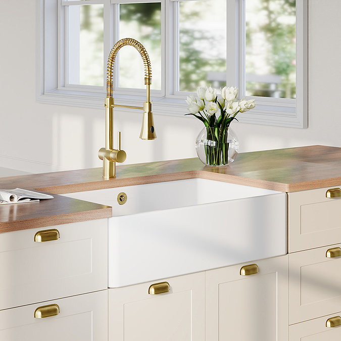 Bower White Ceramic Belfast Sink with Overflow 795 x 500 x 220mm