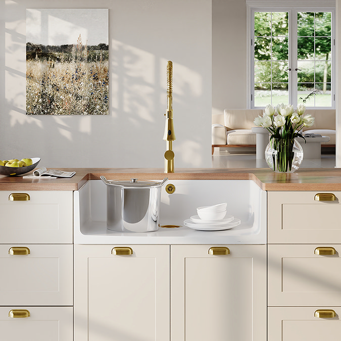 Bower White Ceramic Belfast Sink with Overflow 795 x 500 x 220mm