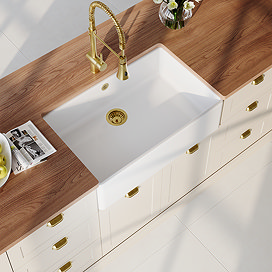 Bower White Ceramic Belfast Sink with Overflow 795 x 500 x 220mm