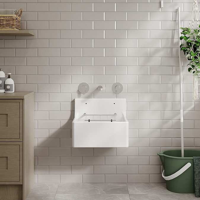 Bower White Ceramic Cleaner Sink with Grid 455 x 362 x 396mm