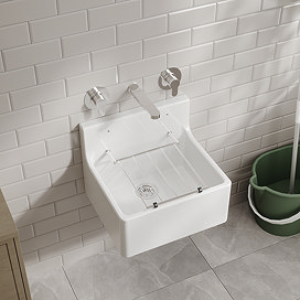 Bower White Ceramic Cleaner Sink with Grid 455 x 362 x 396mm