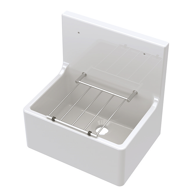 Bower White Ceramic Cleaner Sink with Grid 515 x 535 x 393mm