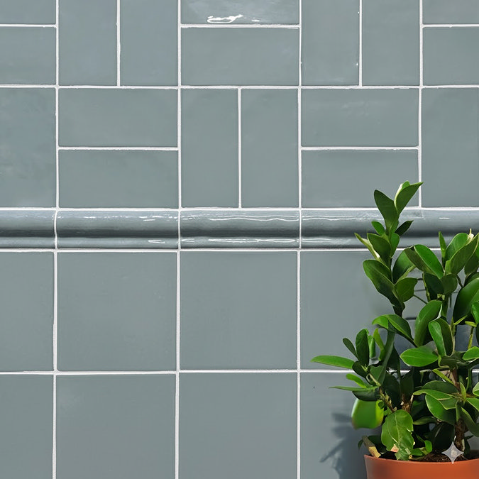 Bramley Rustic Blue Gloss Border Tile - 50 x 150mm
