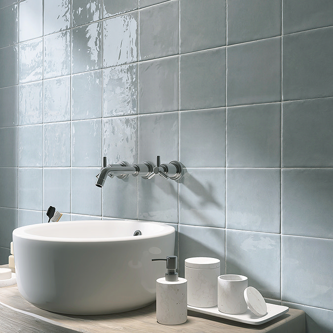 Stonehouse Studio Bramley Rustic Blue Gloss Wall Tiles - 150 x 150mm