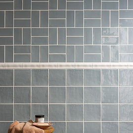 Stonehouse Studio Bramley Rustic Blue Gloss Wall Tiles - 150 x 150mm