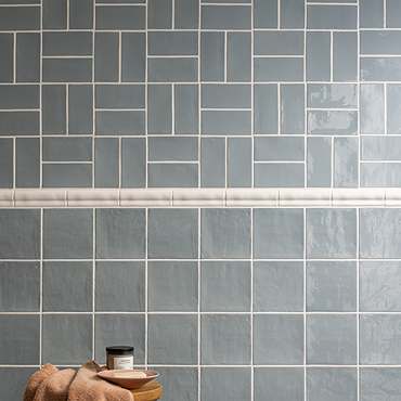Stonehouse Studio Bramley Rustic Blue Gloss Wall Tiles - 150 x 150mm