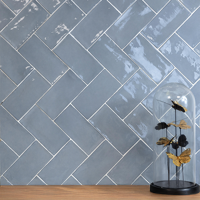 Stonehouse Studio Bramley Rustic Blue Gloss Wall Tiles - 75 x 150mm